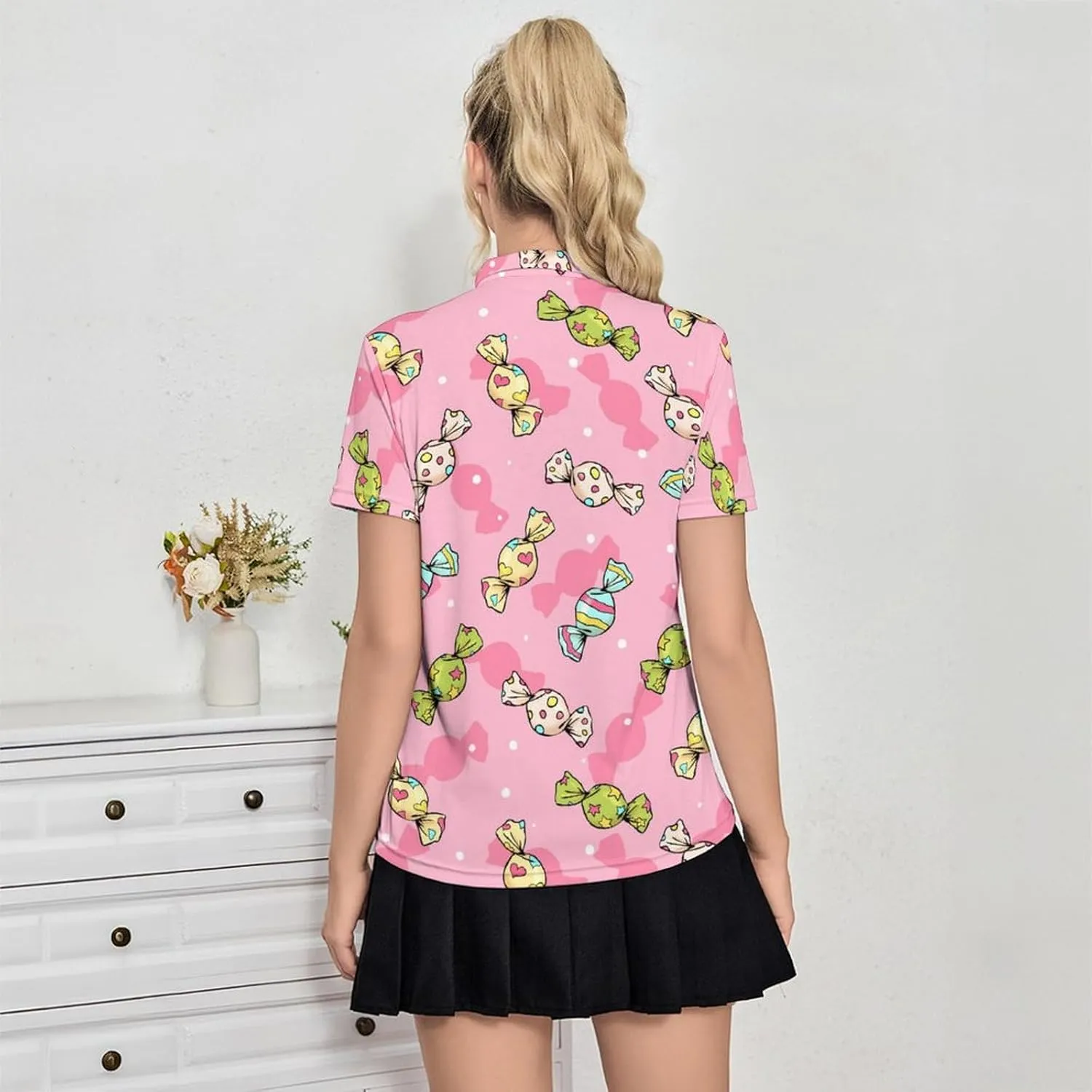Women's Golf Polo Shirts Funny Short Sleeve Polo Shirts Quick Dry Tennis Tops Collared Golf Outfits Lightweight Workout Tops
