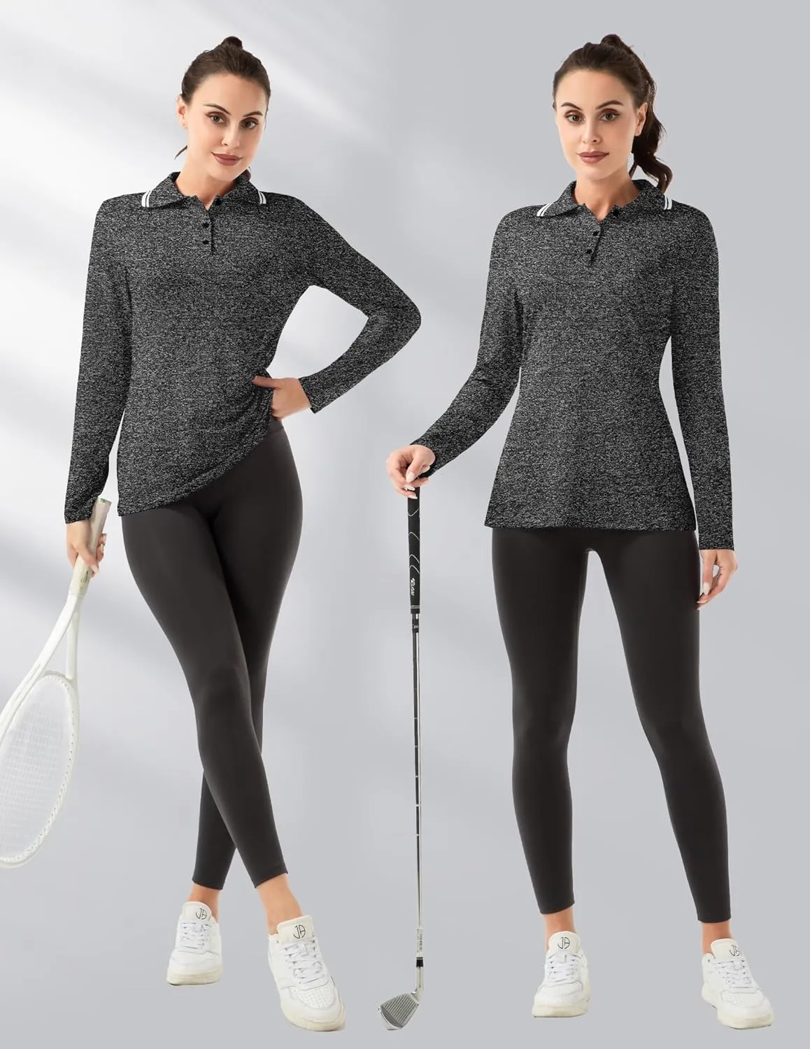 Women's Golf Polo Shirts Long Sleeve Workout Tops UPF 50  Sun Protection Quick Dry Lightweight Active Tennis Shirts