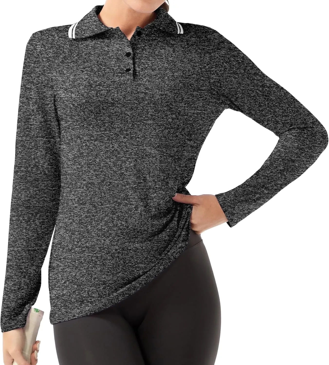 Women's Golf Polo Shirts Long Sleeve Workout Tops UPF 50  Sun Protection Quick Dry Lightweight Active Tennis Shirts