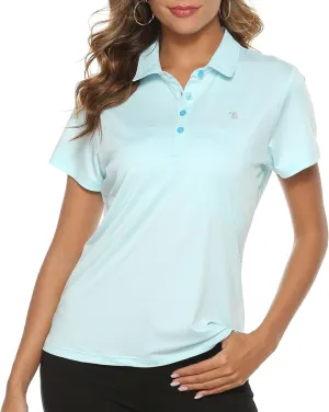 Women's Golf Polo Shirts Short Sleeve Moisture Wicking Golf Apparel Lady Golf Tops