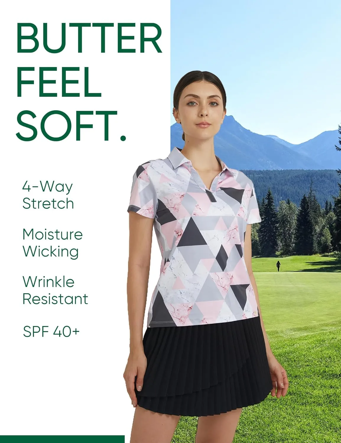 Womens Golf Shirt - Performance Moisture Wicking Quick-Dry Golf Polo Shirts for Women