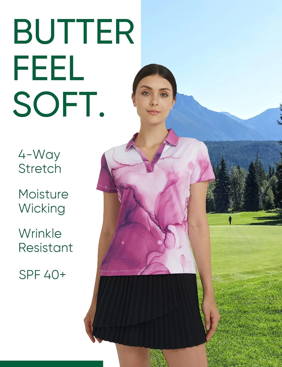 Womens Golf Shirt - Performance Moisture Wicking Quick-Dry Golf Polo Shirts for Women