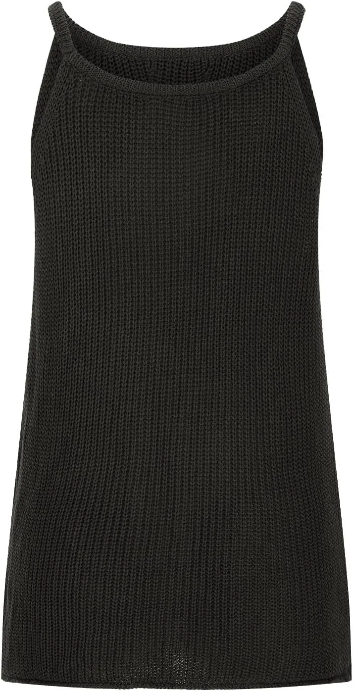 Womens Knitted Eyelet Tank Tops - Sleeveless Loose Fit Blouse Crew Neck Casual Camisole Summer Trendy Fashion Clothes