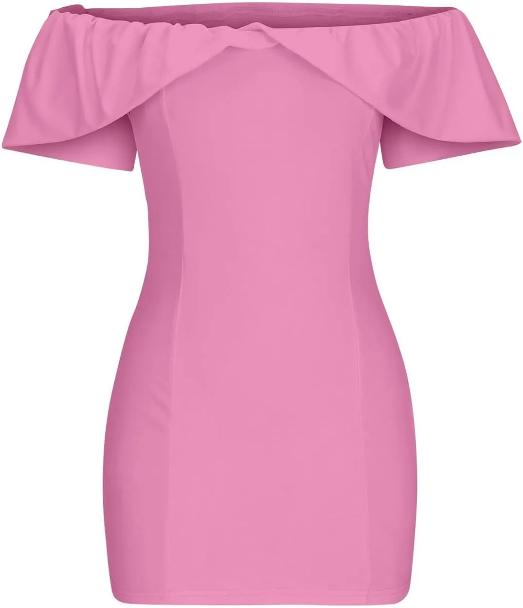 Womens Off Shoulder Ruffle Short Sleeve Wedding Guest A Line Dress Cocktail Party Pencil Dresses Slim Fit Dress