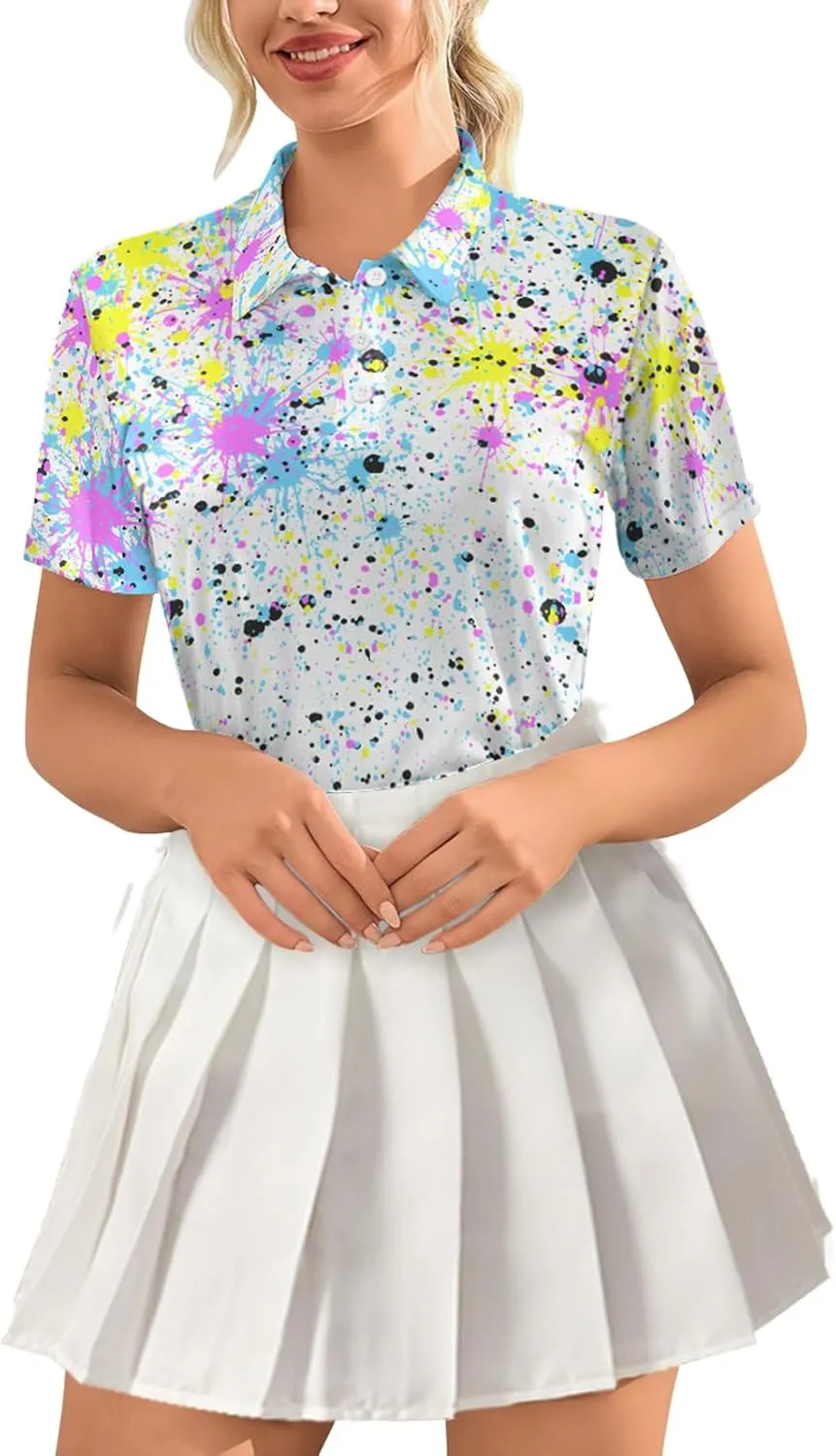 Womens Polo Shirts Hawaiian Golf Shirts Short Sleeve Moisture Wicking Quick Dry Athletic Sport Golf Outfit for Women