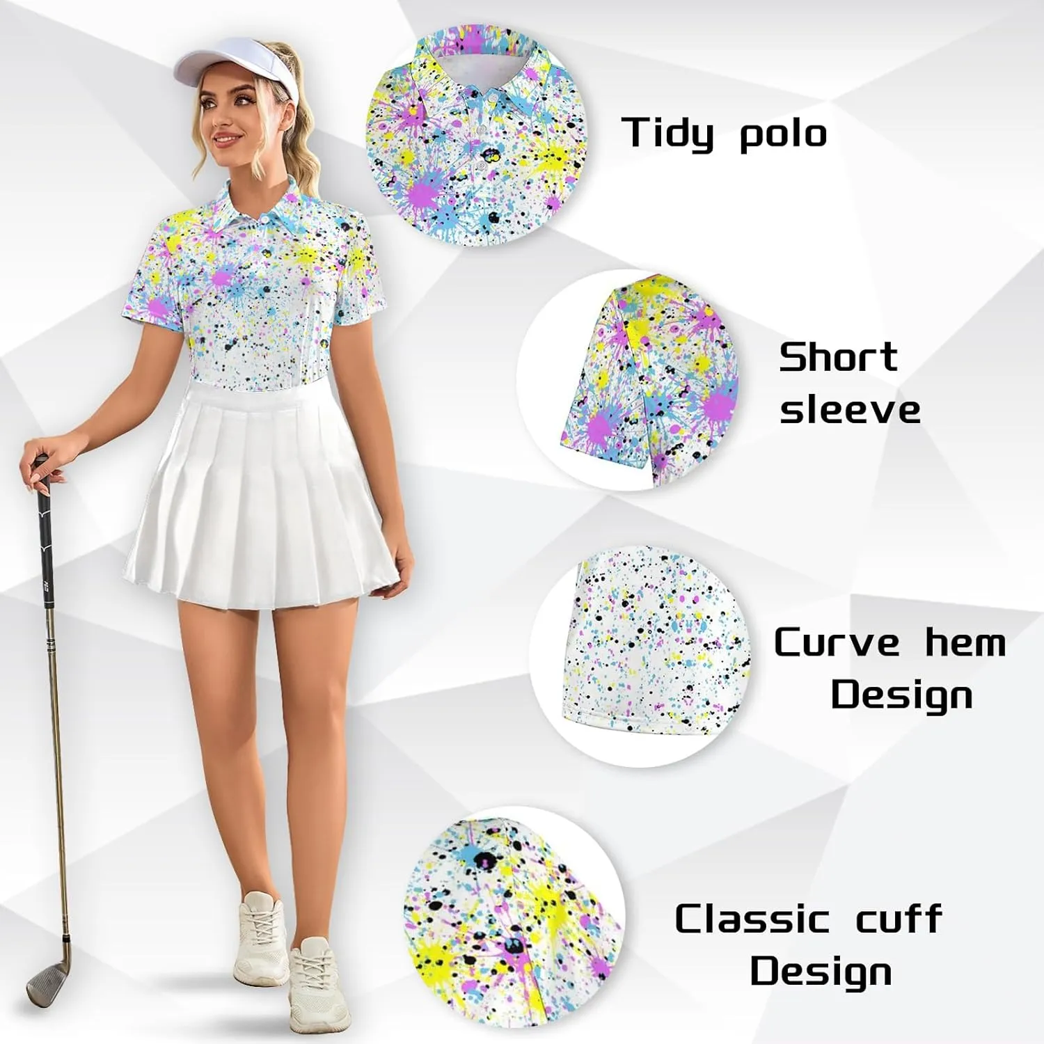 Womens Polo Shirts Hawaiian Golf Shirts Short Sleeve Moisture Wicking Quick Dry Athletic Sport Golf Outfit for Women
