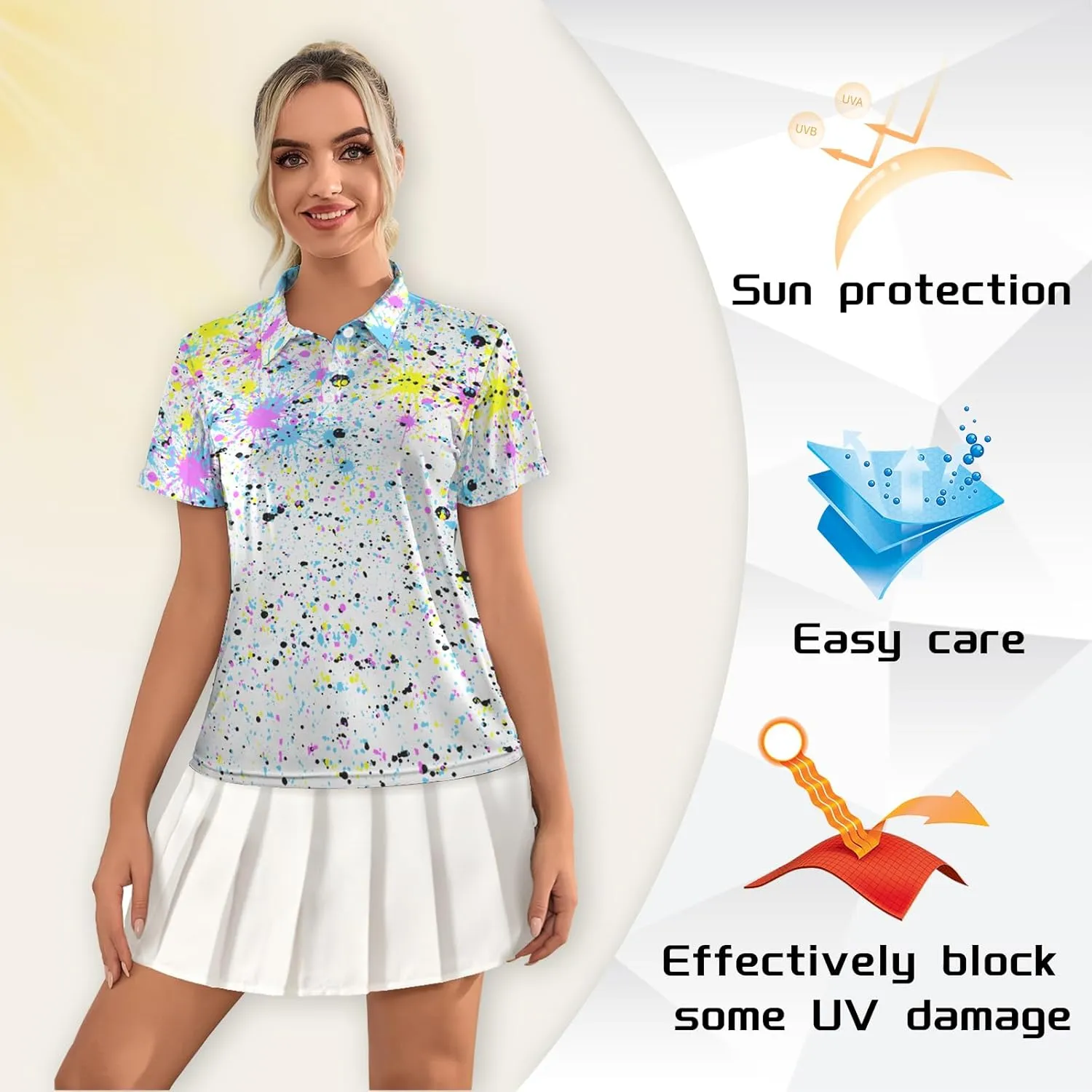 Womens Polo Shirts Hawaiian Golf Shirts Short Sleeve Moisture Wicking Quick Dry Athletic Sport Golf Outfit for Women
