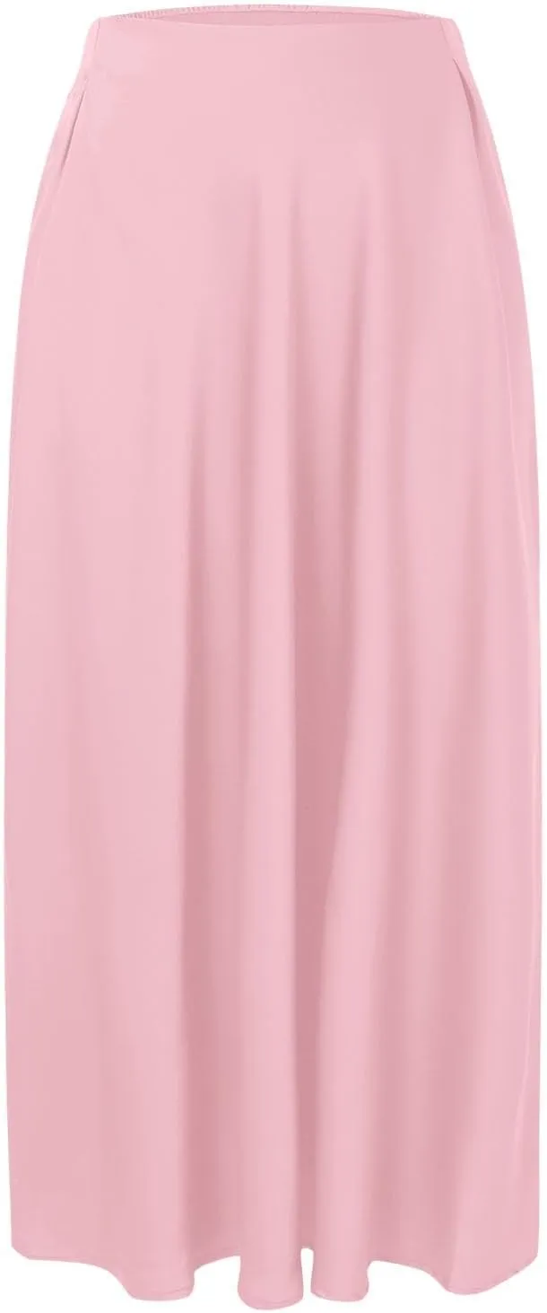 Women's Satin High-Waisted Floor-Length Midi Skirt - Smooth & Elegant Design, Perfect for Weddings & Formal