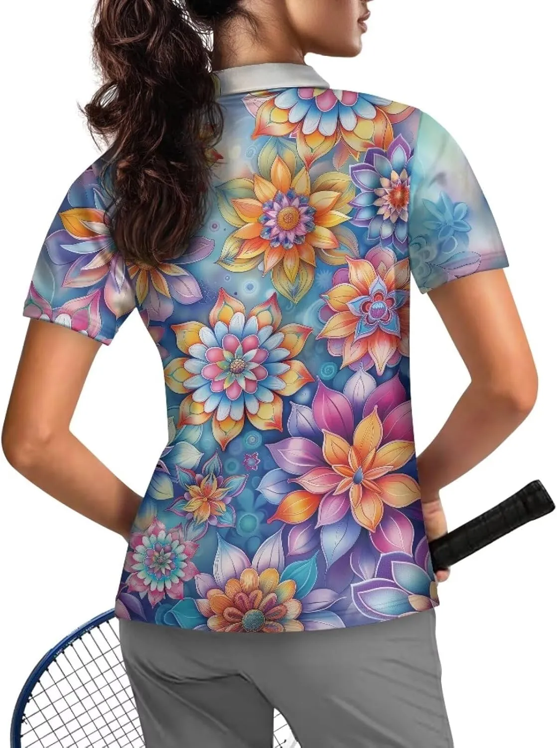 Women's Short Sleeve Golf Tennis Shirts Lightweight Zip Up Quick Dry Workout Pullover Tops Polo Shirts XS-2XL