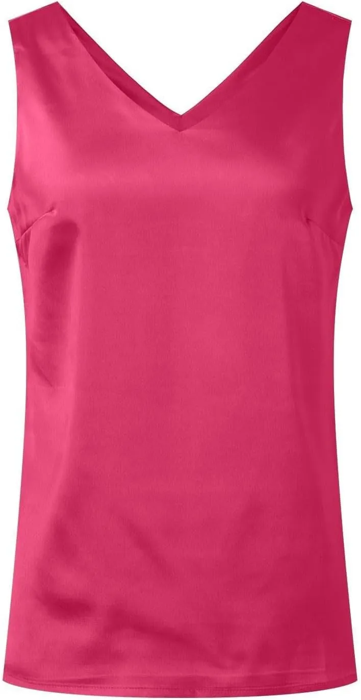Womens Silk Satin Tank Tops V Neck Casual Solid Sexy Sleeveless Cami Camisole Blouses Summer Basic Work Shirt