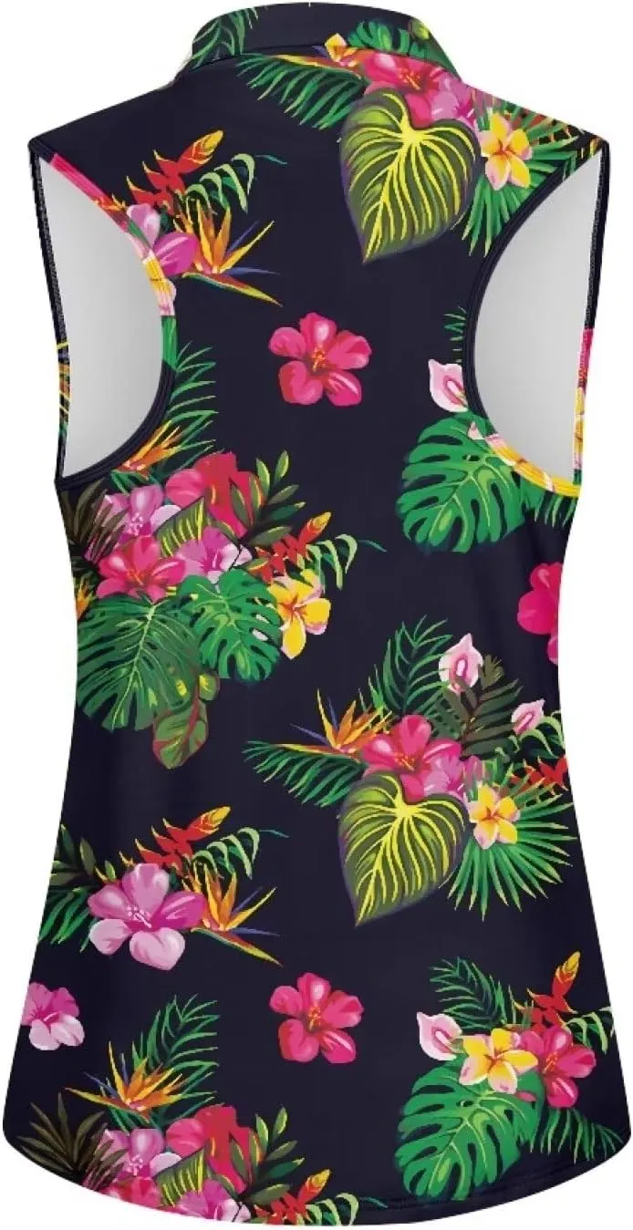 Women's Sleeveless Golf Shirts Racerback Design Tennis Shirts Moisture Wicking Golf Tank Top