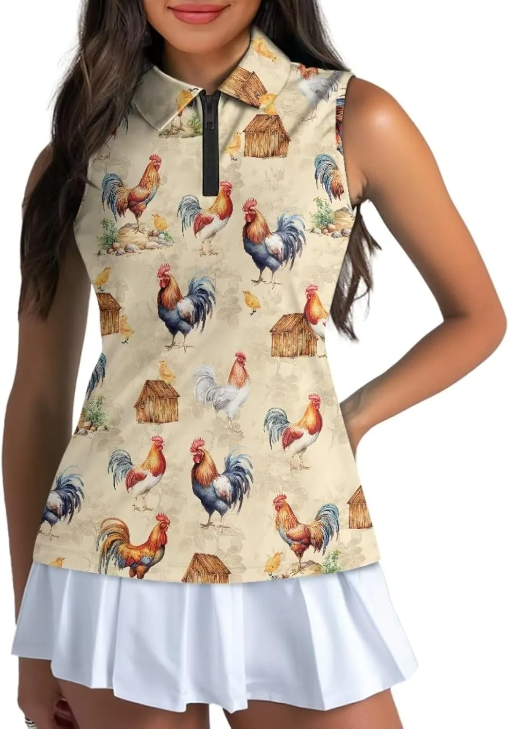 Women's Sleeveless Golf Shirts Racerback Design Tennis Shirts Moisture Wicking Golf Tank Top