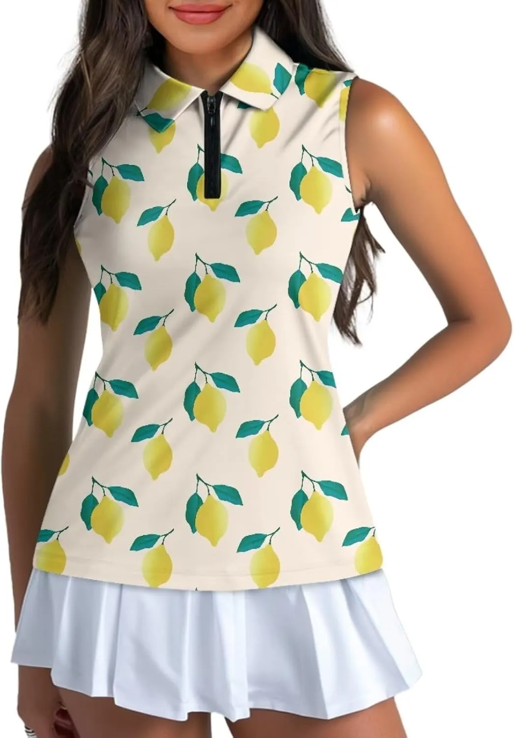 Women's Sleeveless Golf Shirts Racerback Design Tennis Shirts Moisture Wicking Golf Tank Top