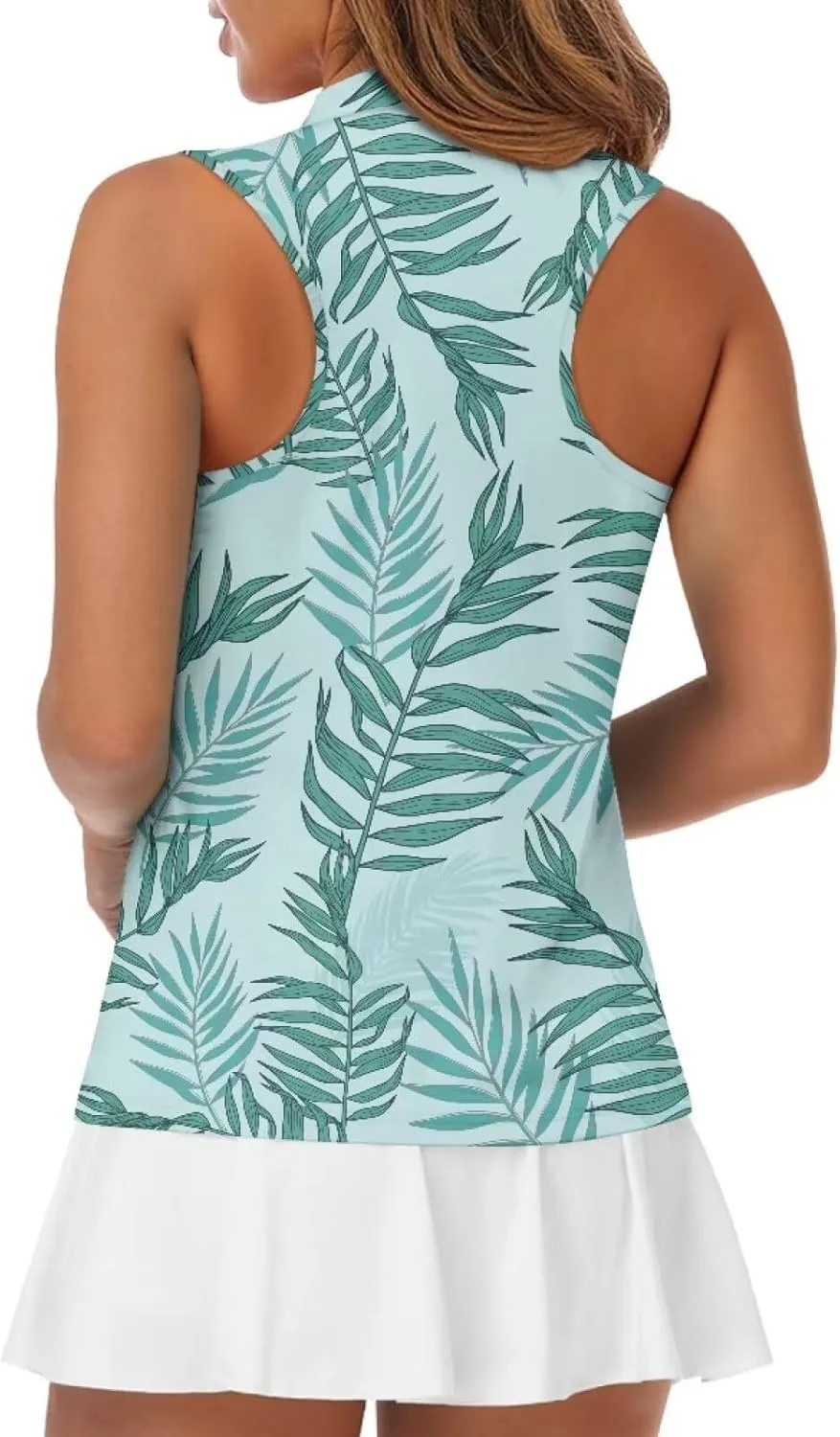 Women's Sleeveless Golf Shirts Racerback Design Tennis Shirts Moisture Wicking Golf Tank Top