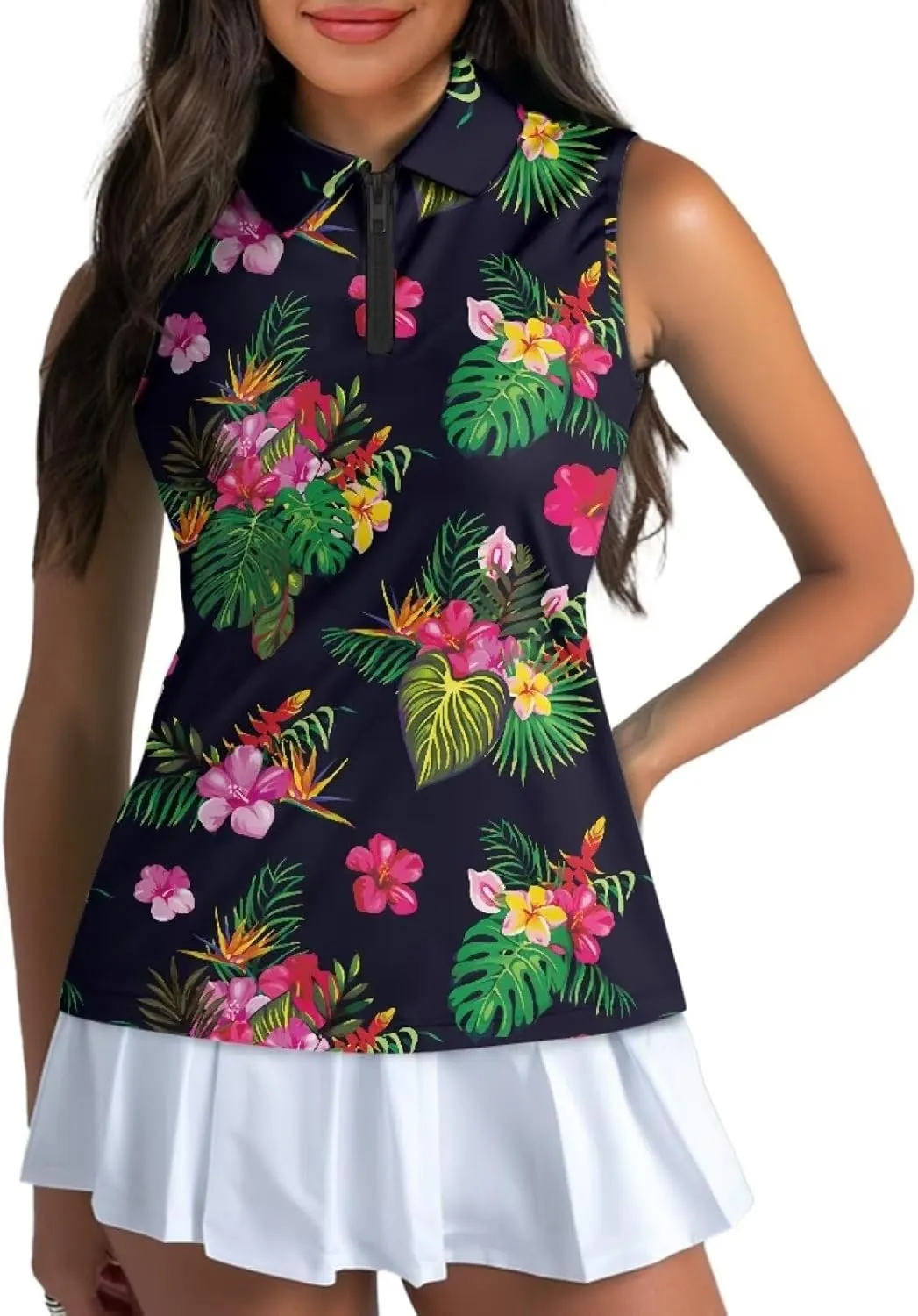 Women's Sleeveless Golf Shirts Racerback Design Tennis Shirts Moisture Wicking Golf Tank Top