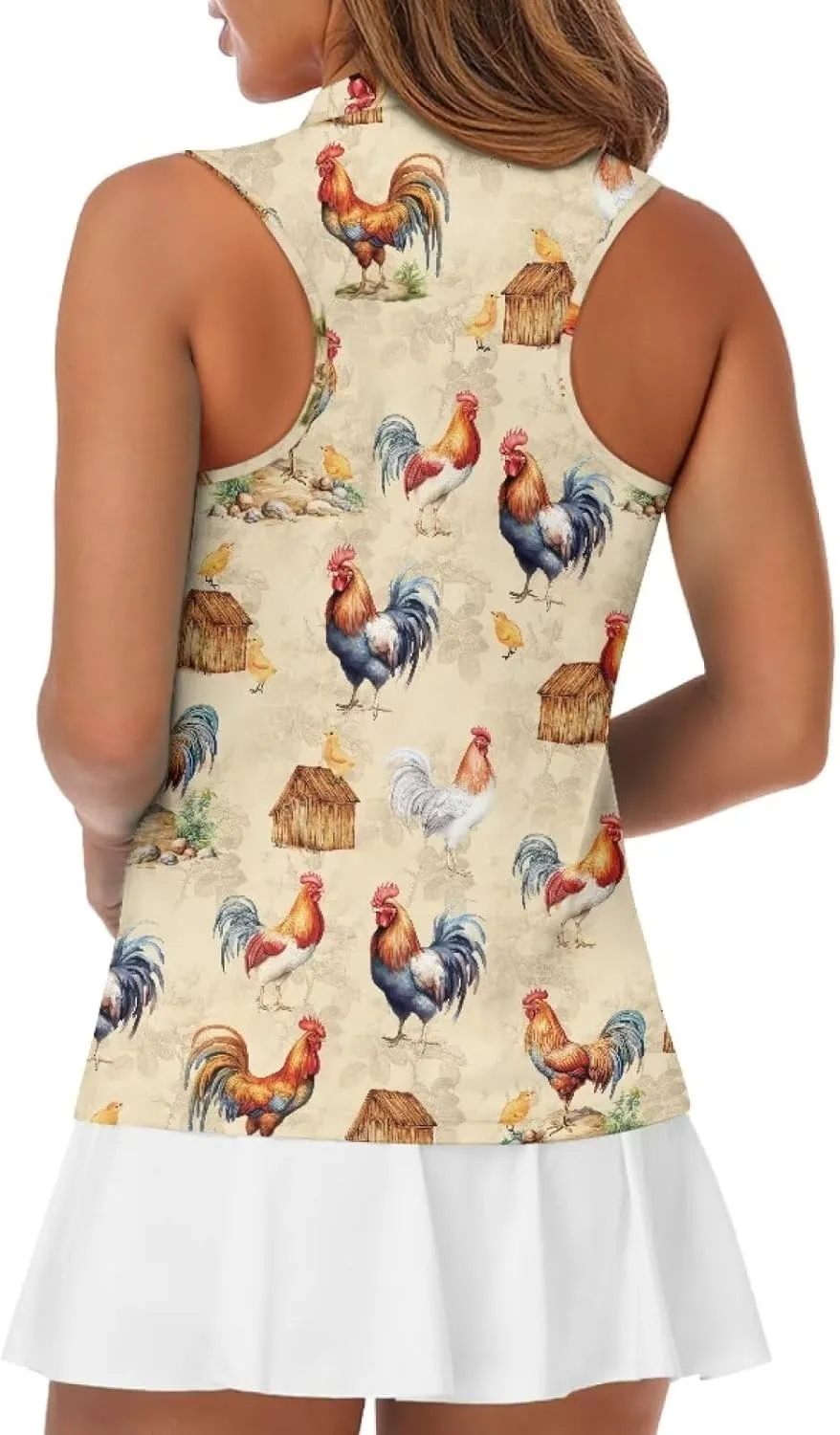 Women's Sleeveless Golf Shirts Racerback Design Tennis Shirts Moisture Wicking Golf Tank Top