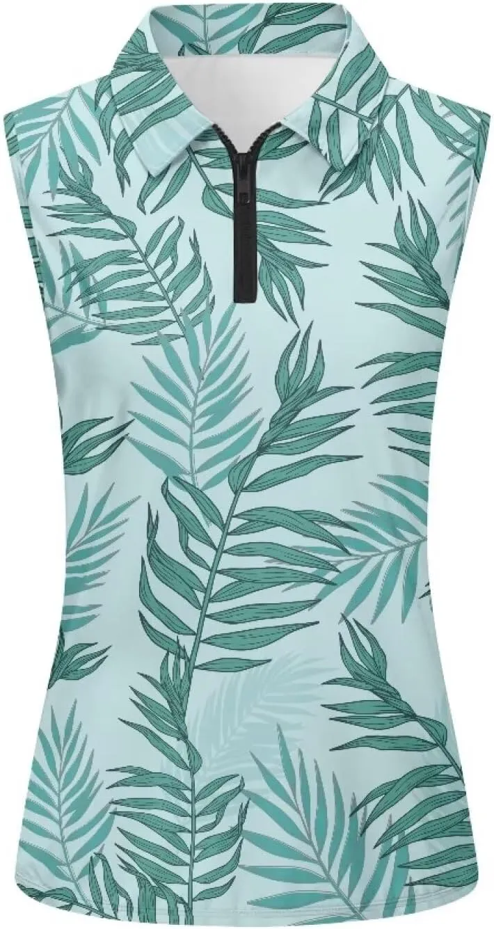 Women's Sleeveless Golf Shirts Racerback Design Tennis Shirts Moisture Wicking Golf Tank Top