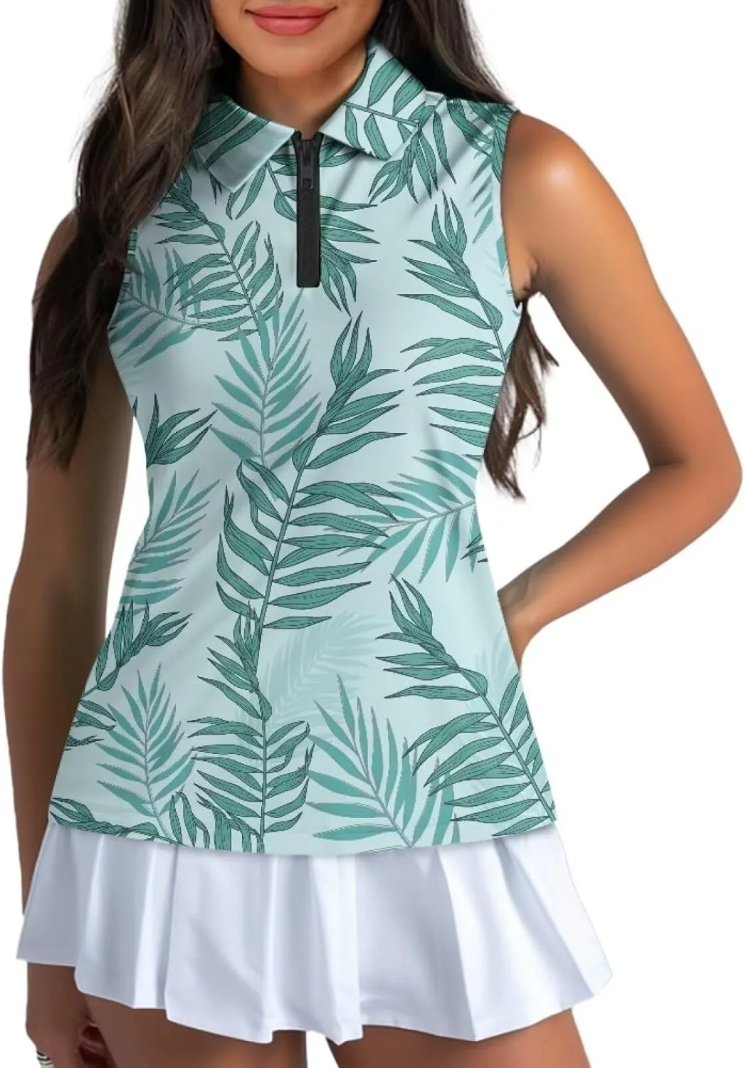Women's Sleeveless Golf Shirts Racerback Design Tennis Shirts Moisture Wicking Golf Tank Top