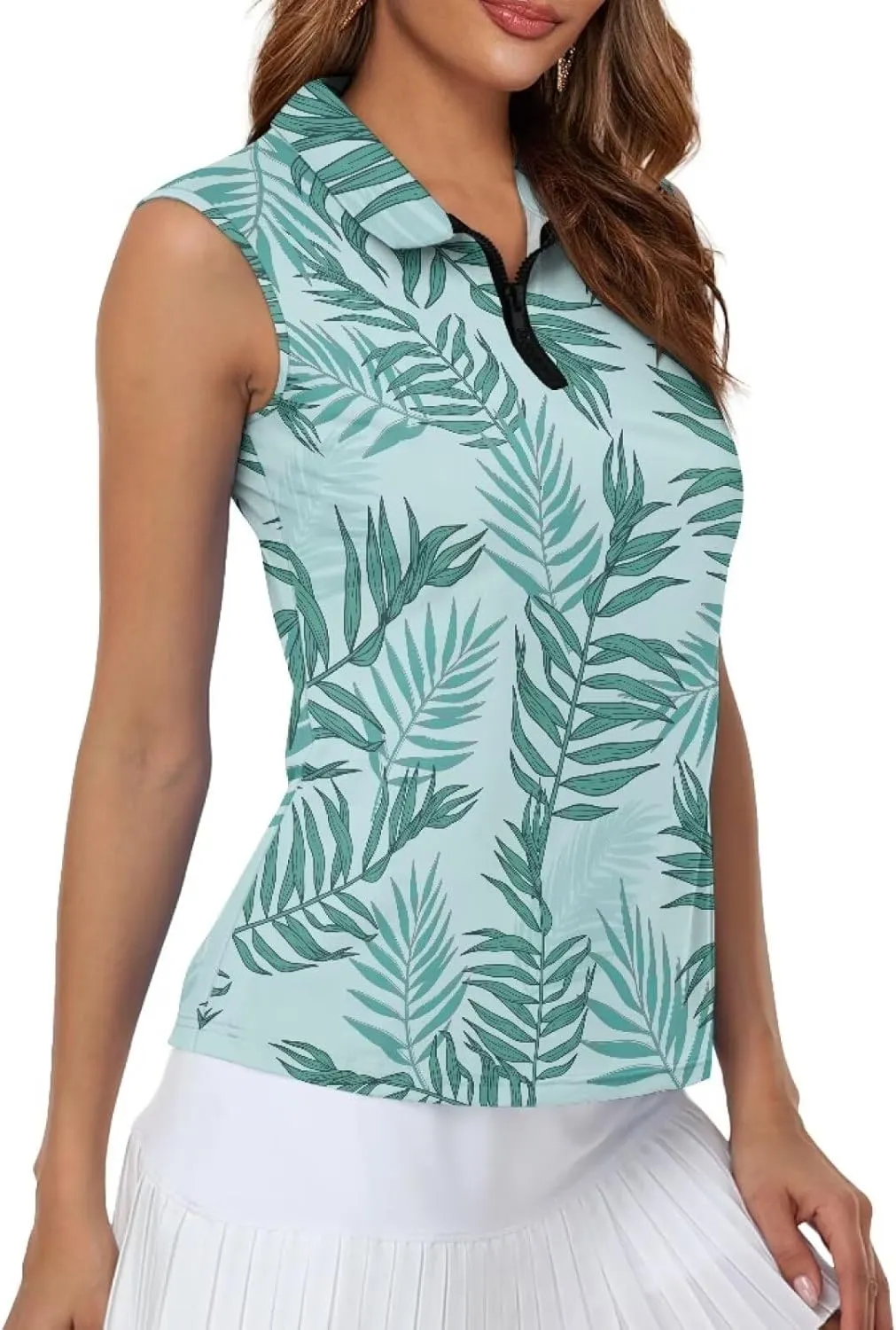 Women's Sleeveless Golf Shirts Racerback Design Tennis Shirts Moisture Wicking Golf Tank Top