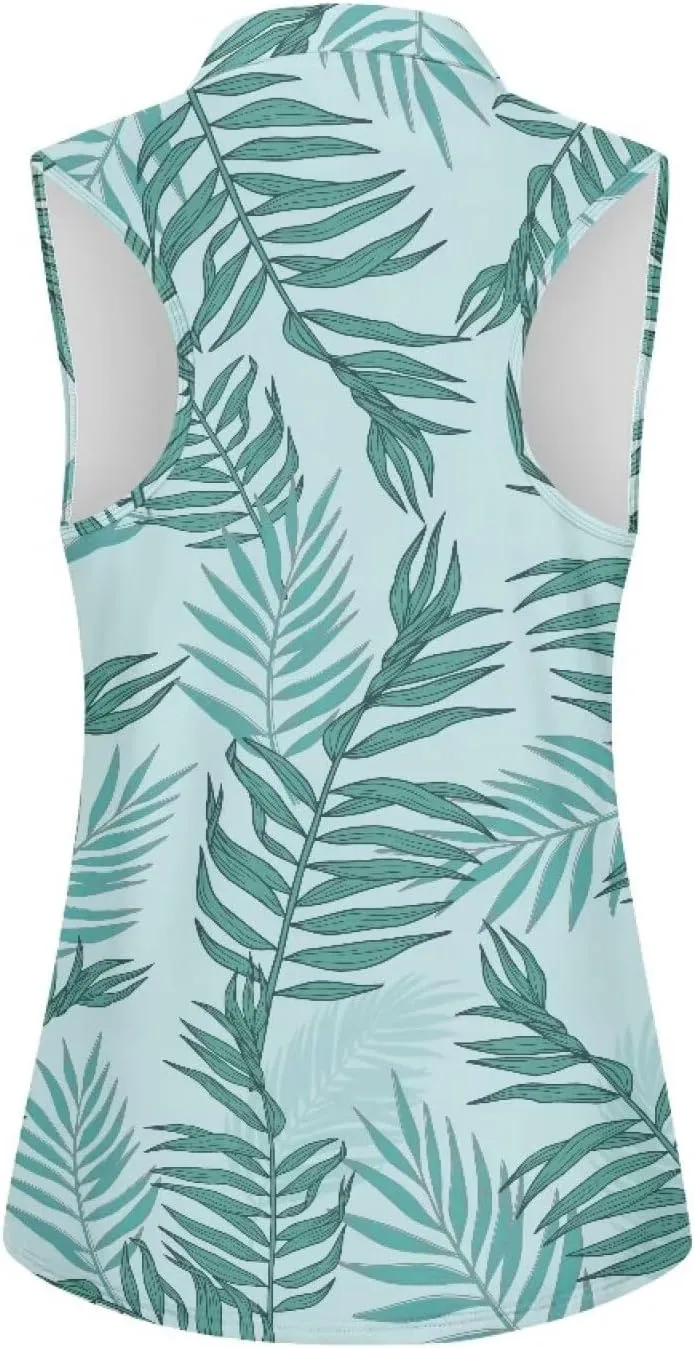 Women's Sleeveless Golf Shirts Racerback Design Tennis Shirts Moisture Wicking Golf Tank Top