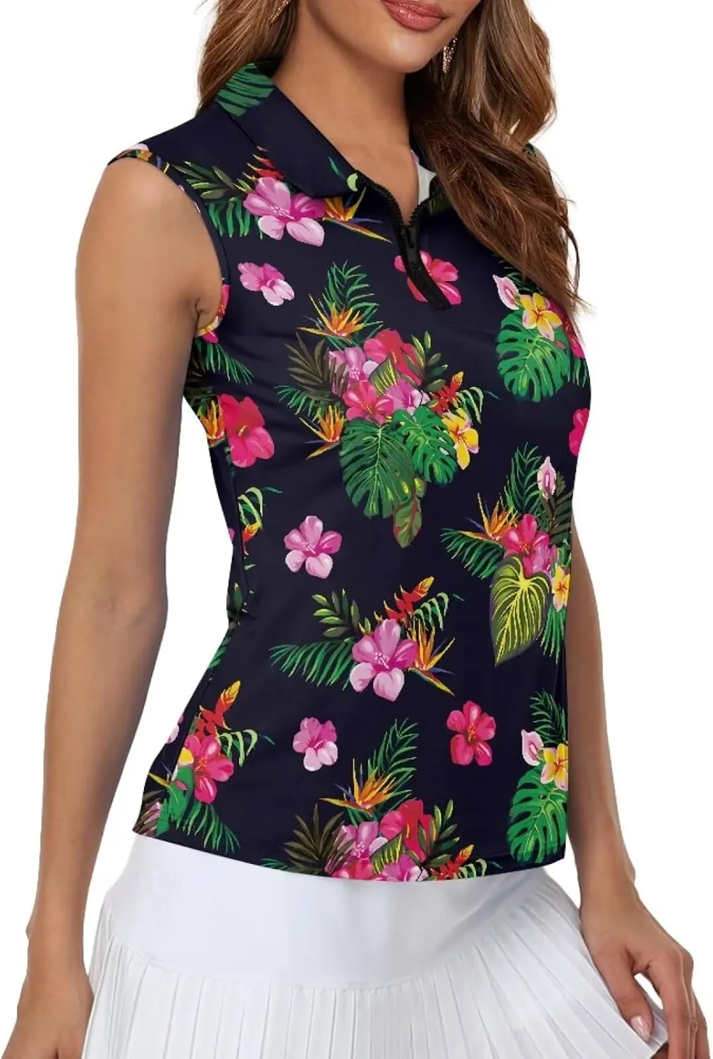 Women's Sleeveless Golf Shirts Racerback Design Tennis Shirts Moisture Wicking Golf Tank Top