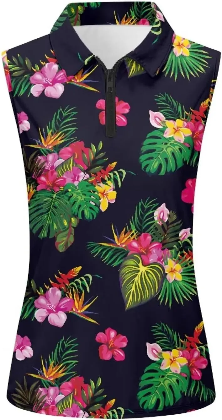 Women's Sleeveless Golf Shirts Racerback Design Tennis Shirts Moisture Wicking Golf Tank Top