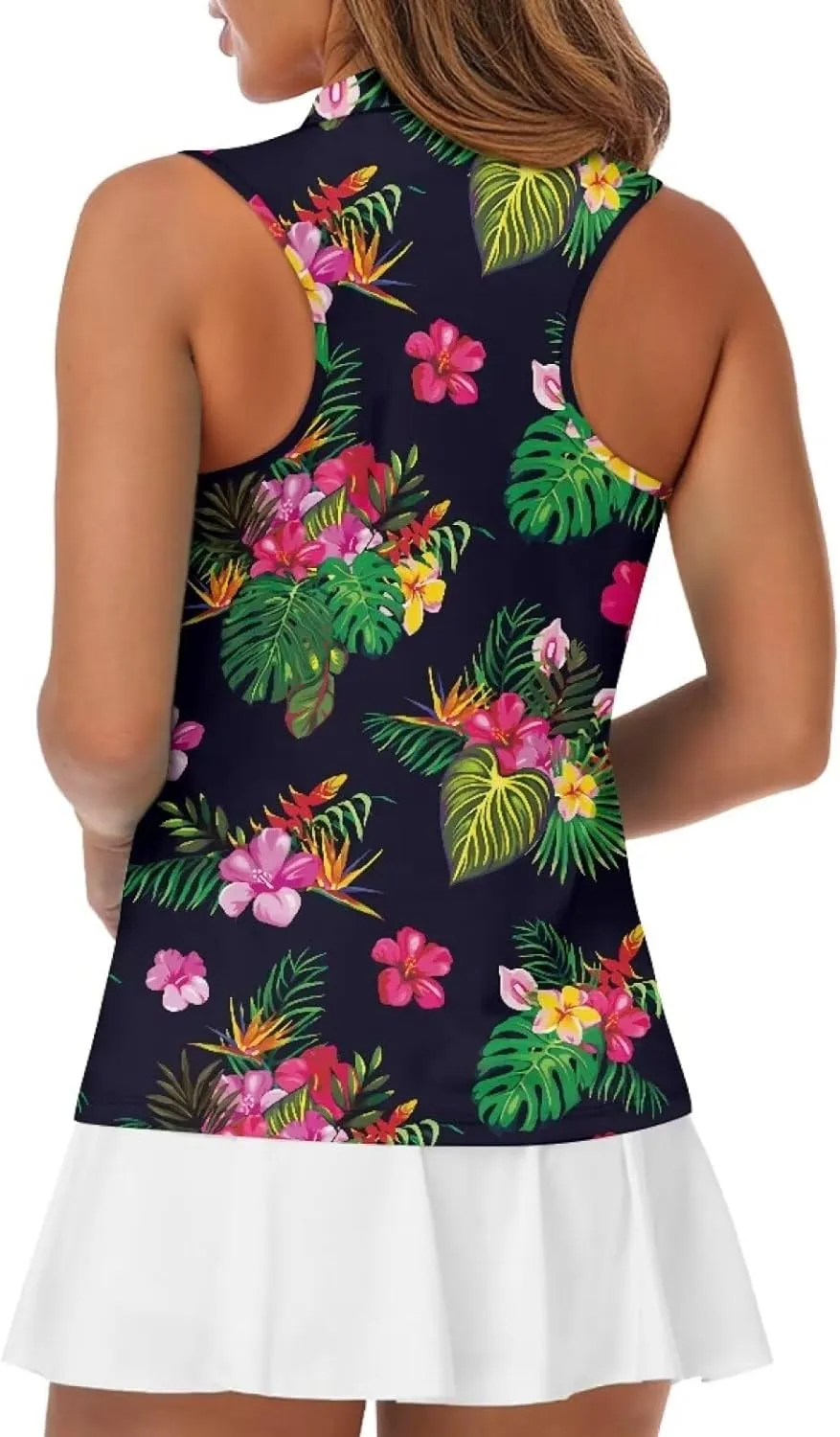 Women's Sleeveless Golf Shirts Racerback Design Tennis Shirts Moisture Wicking Golf Tank Top