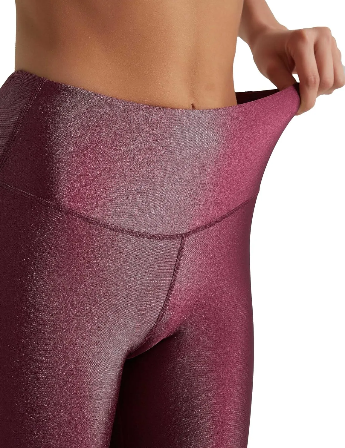 Women's Stretched Shiny Sports Leggings High Waisted Yoga Pants Tummy Control Pleather Tights