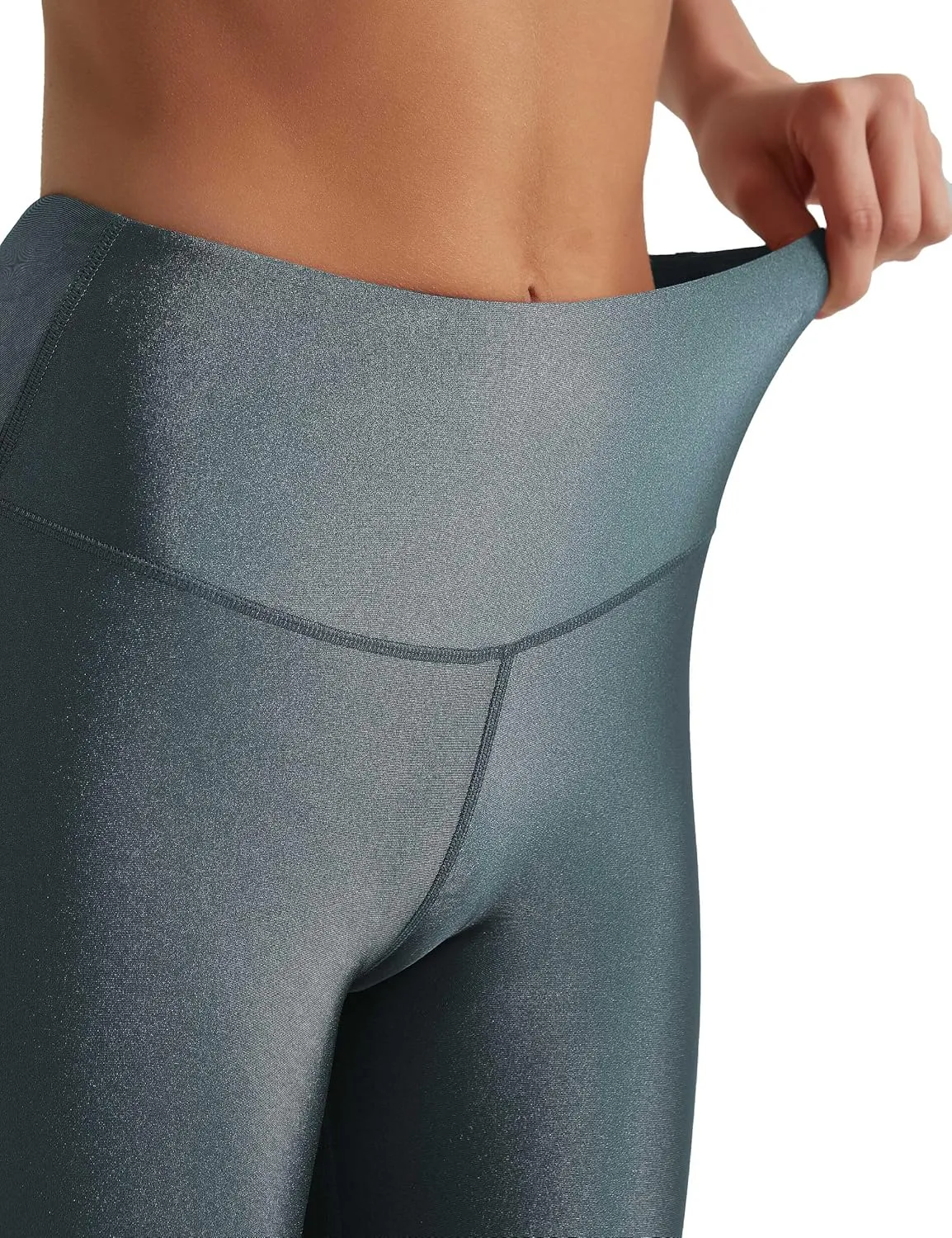 Women's Stretched Shiny Sports Leggings High Waisted Yoga Pants Tummy Control Pleather Tights