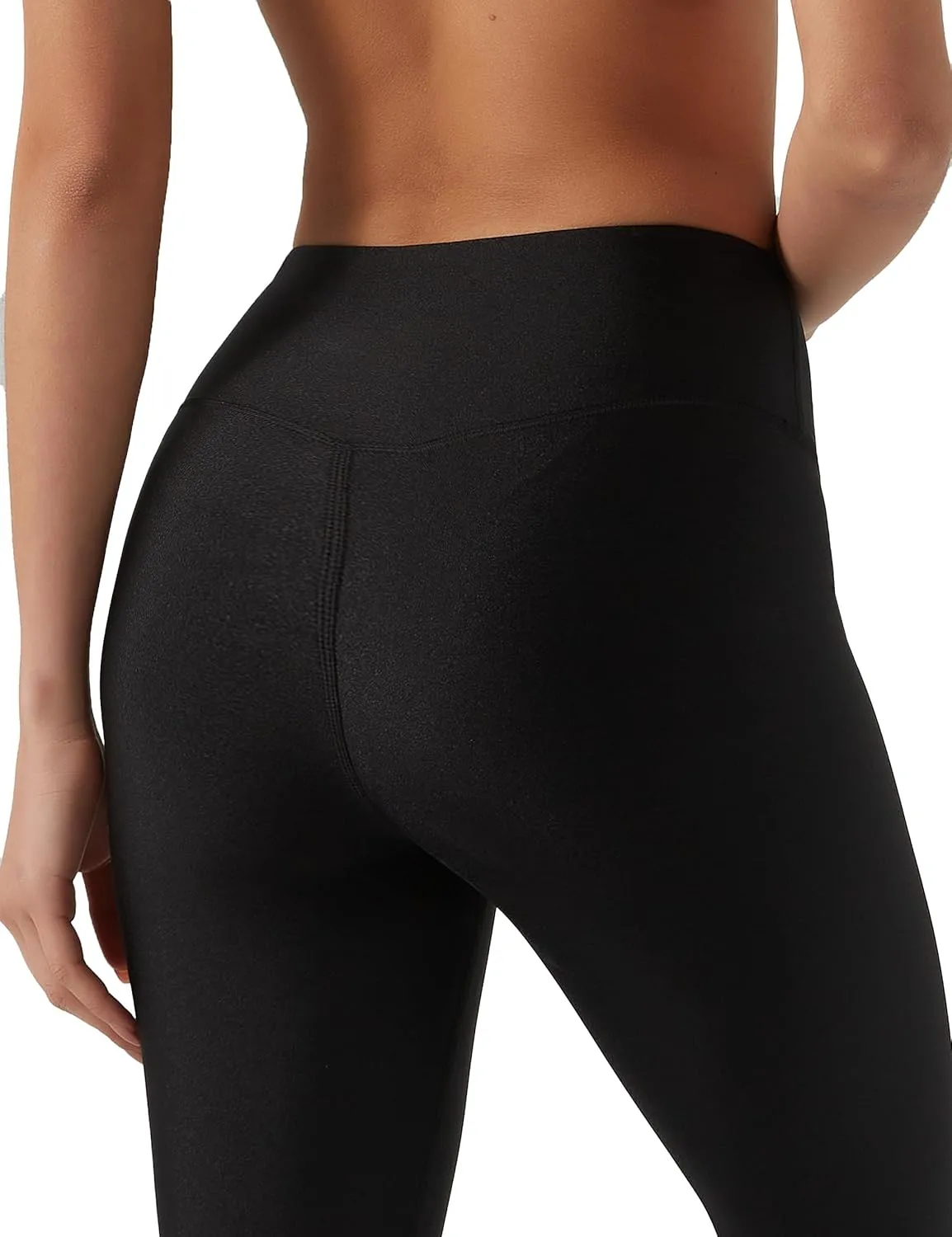Women's Stretched Shiny Sports Leggings High Waisted Yoga Pants Tummy Control Pleather Tights