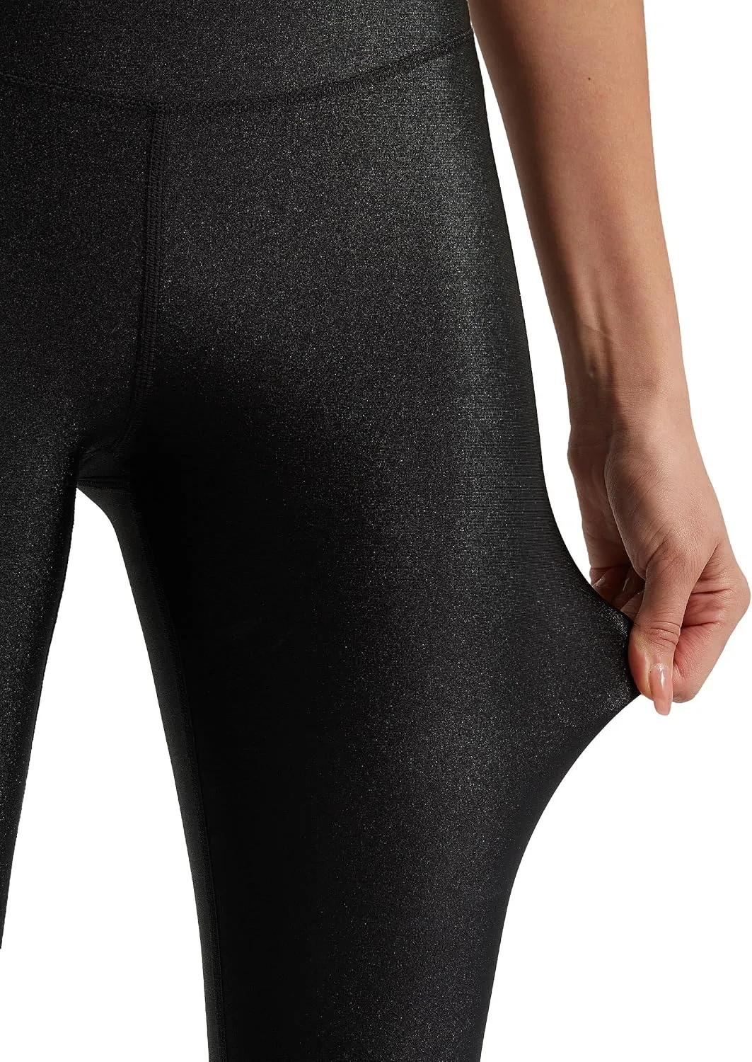 Women's Stretched Shiny Sports Leggings High Waisted Yoga Pants Tummy Control Pleather Tights