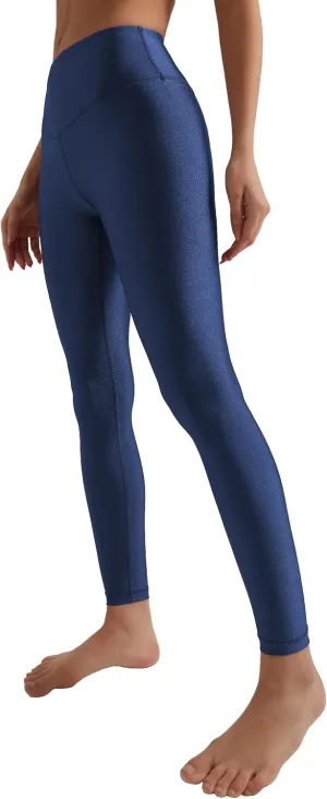 Women's Stretched Shiny Sports Leggings High Waisted Yoga Pants Tummy Control Pleather Tights