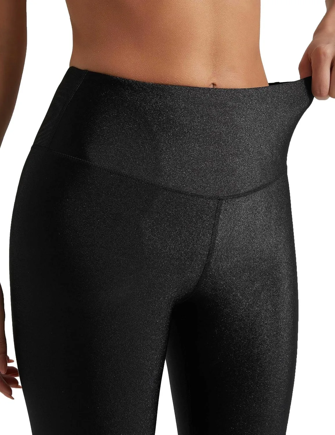 Women's Stretched Shiny Sports Leggings High Waisted Yoga Pants Tummy Control Pleather Tights