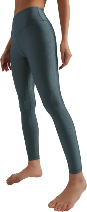 Women's Stretched Shiny Sports Leggings High Waisted Yoga Pants Tummy Control Pleather Tights