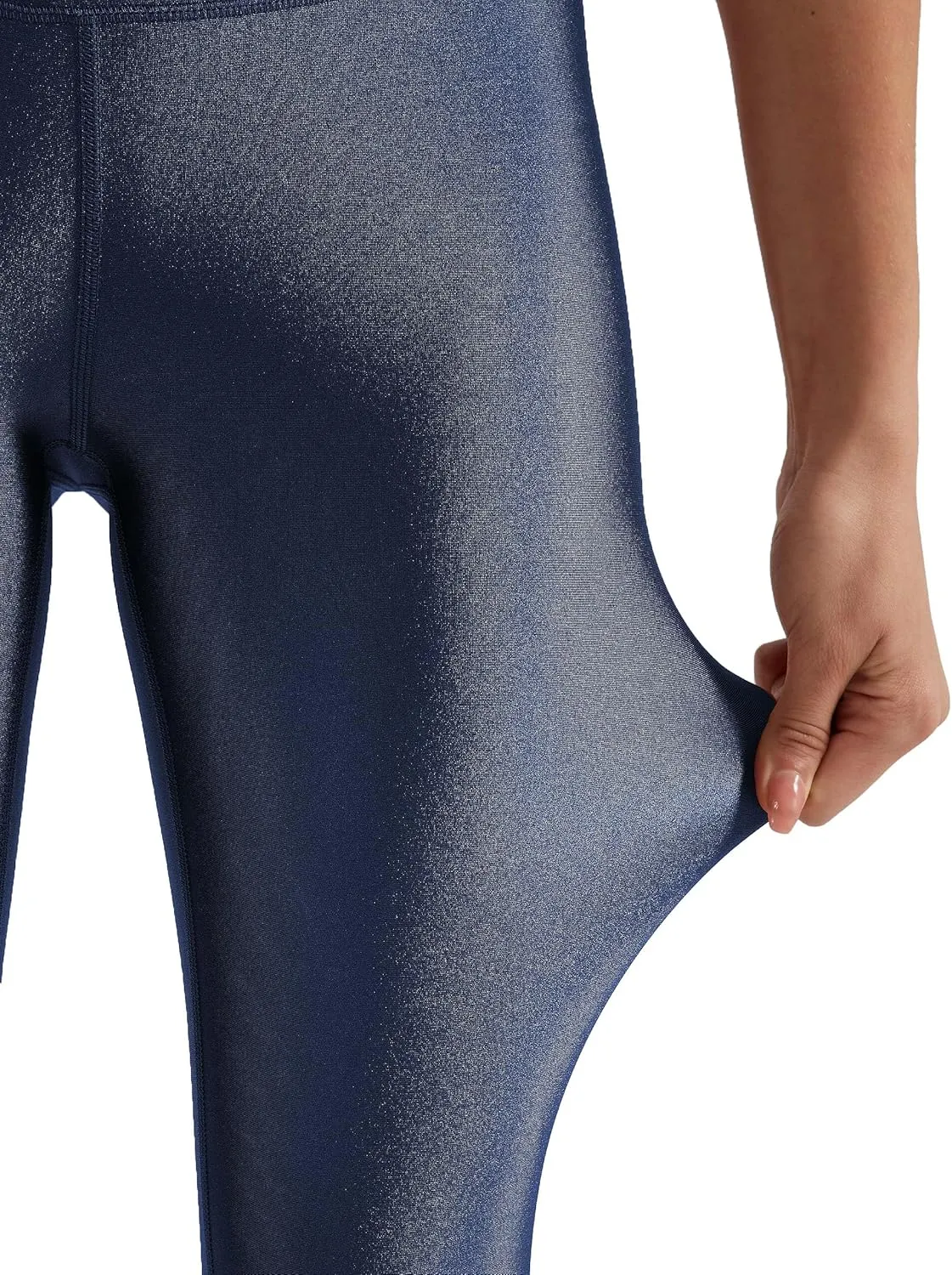 Women's Stretched Shiny Sports Leggings High Waisted Yoga Pants Tummy Control Pleather Tights