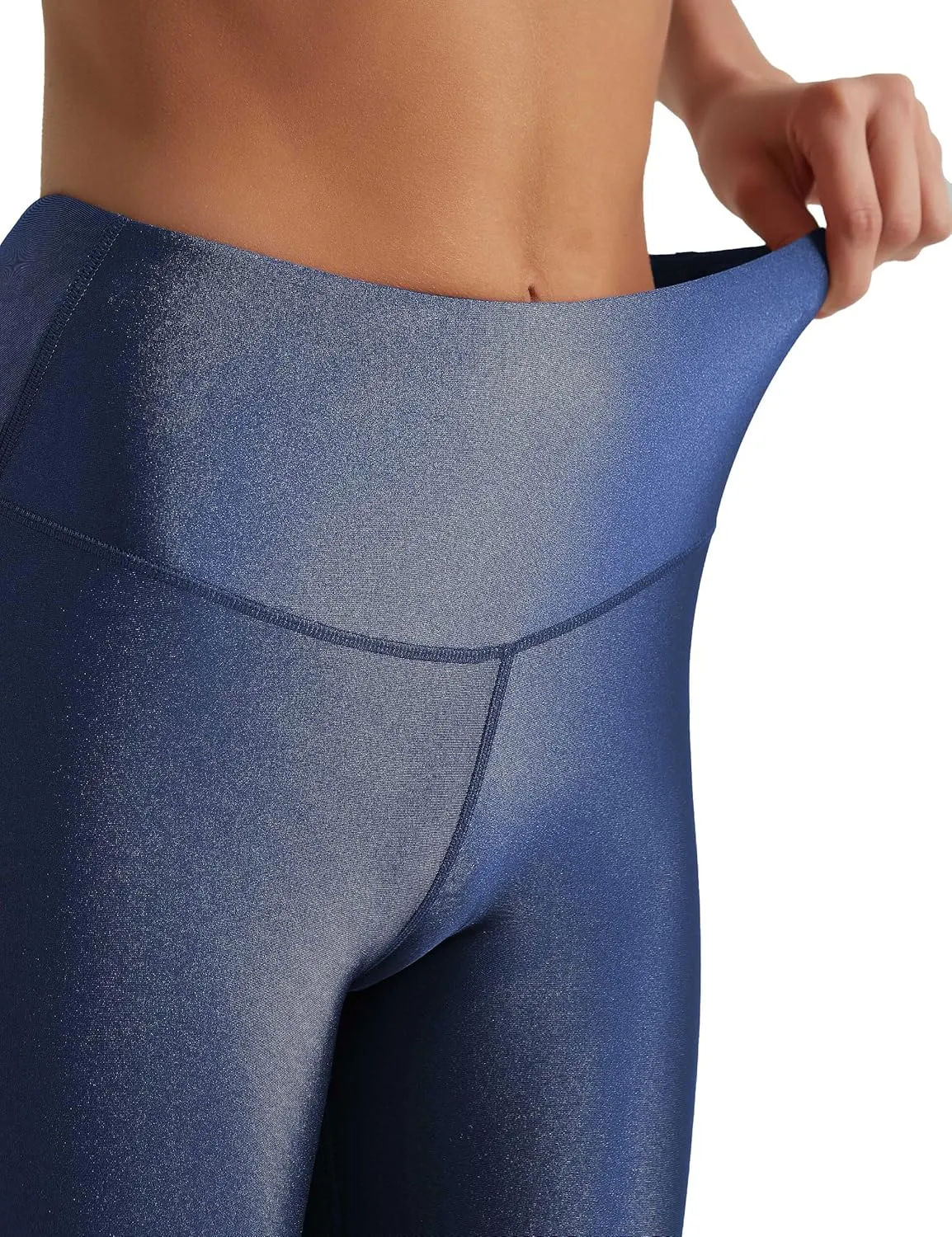 Women's Stretched Shiny Sports Leggings High Waisted Yoga Pants Tummy Control Pleather Tights