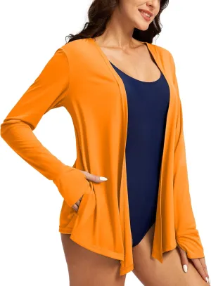 Women's UPF 50  Sun Shirt Long Sleeve UV Sun Protection Shirts Lightweight Cardigan for Women with Pockets SPF Swim Cover Up