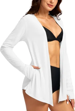 Women's UPF 50  Sun Shirt Long Sleeve UV Sun Protection Shirts Lightweight Cardigan for Women with Pockets SPF Swim Cover Up