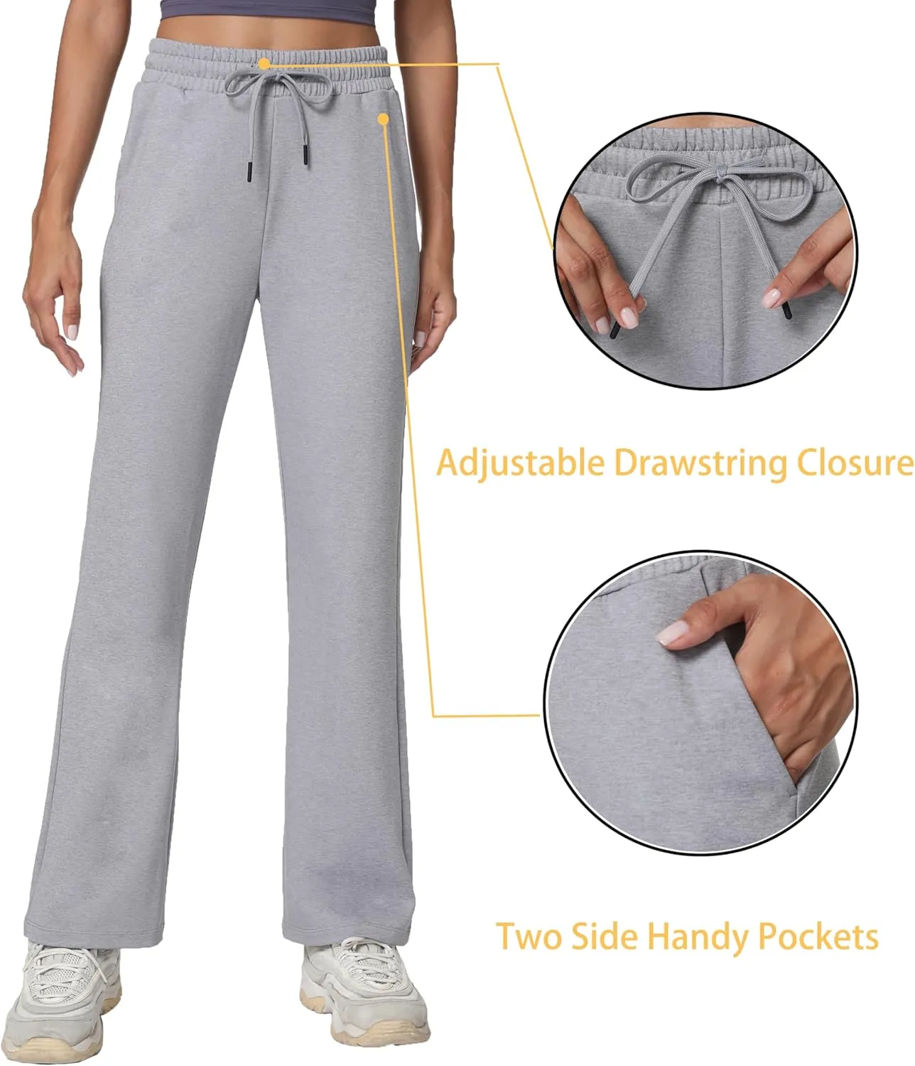 Women's Workout Joggers with Pockets-Quick Dry Athletic Lounge Pants for Hiking Yoga and Running