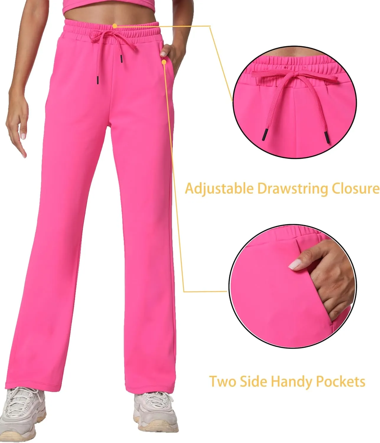 Women's Workout Joggers with Pockets-Quick Dry Athletic Lounge Pants for Hiking Yoga and Running