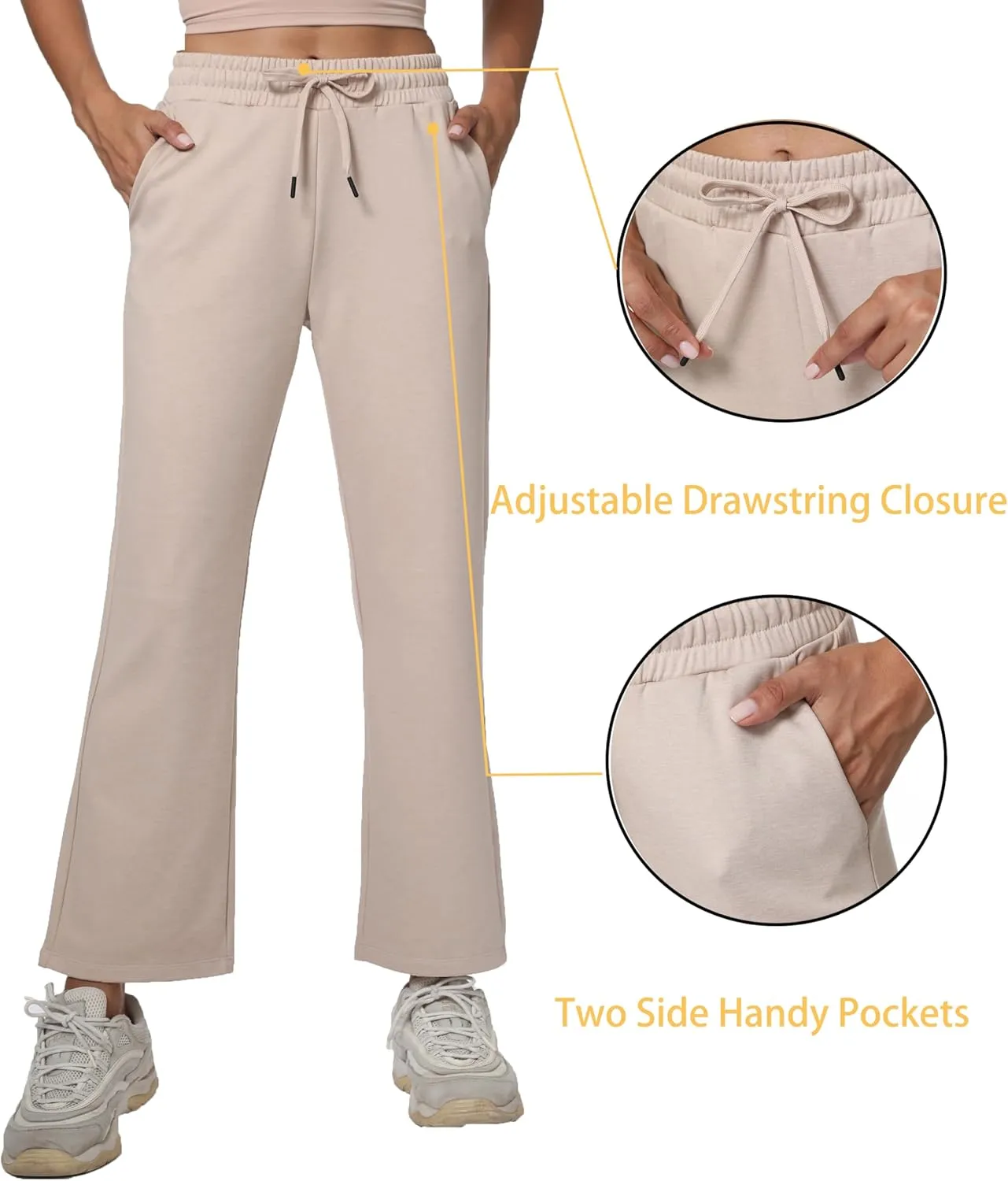 Women's Workout Joggers with Pockets-Quick Dry Athletic Lounge Pants for Hiking Yoga and Running
