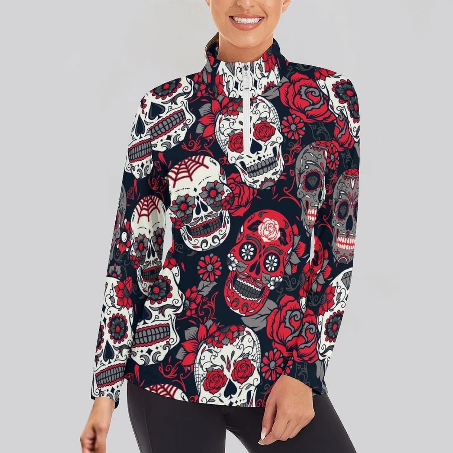 Women's Zip Shirts Pullover Long Sleeve Quick Dry Workout Hiking Athletic Shirts