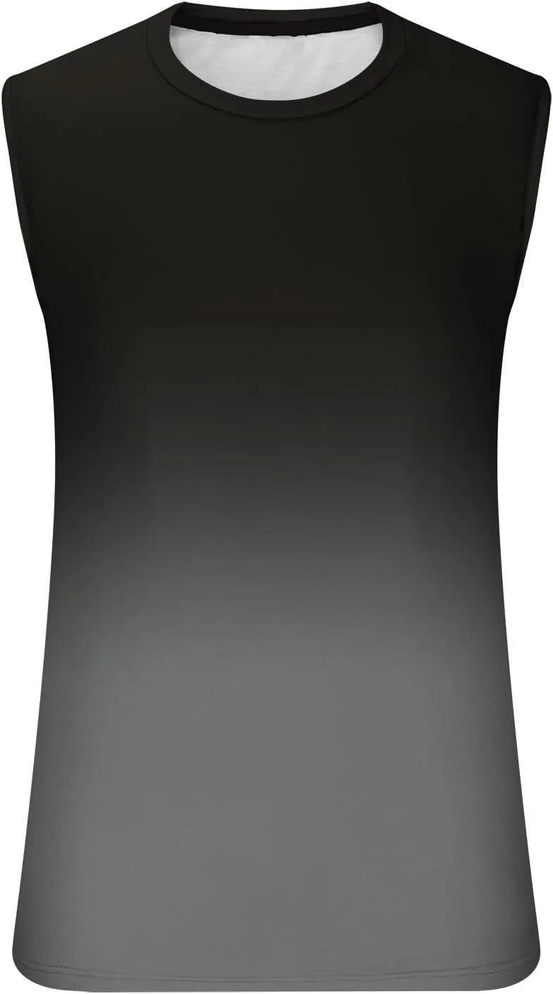 Xiaojmake Men's Workout Tank Top Quick Dry Athletic Running Muscle Tee Training Gym Shirt Ombre Sleeveless Cutoff Shirt