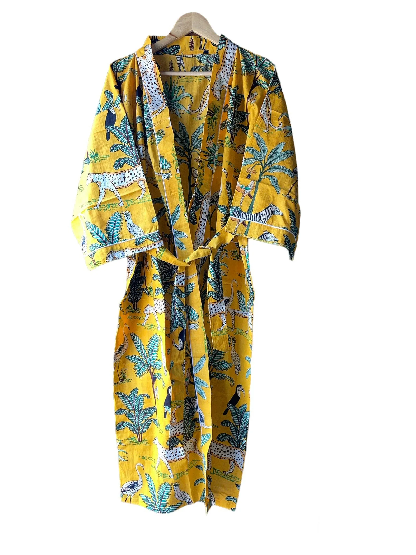 Yellow Safari Print - Kimono Robe