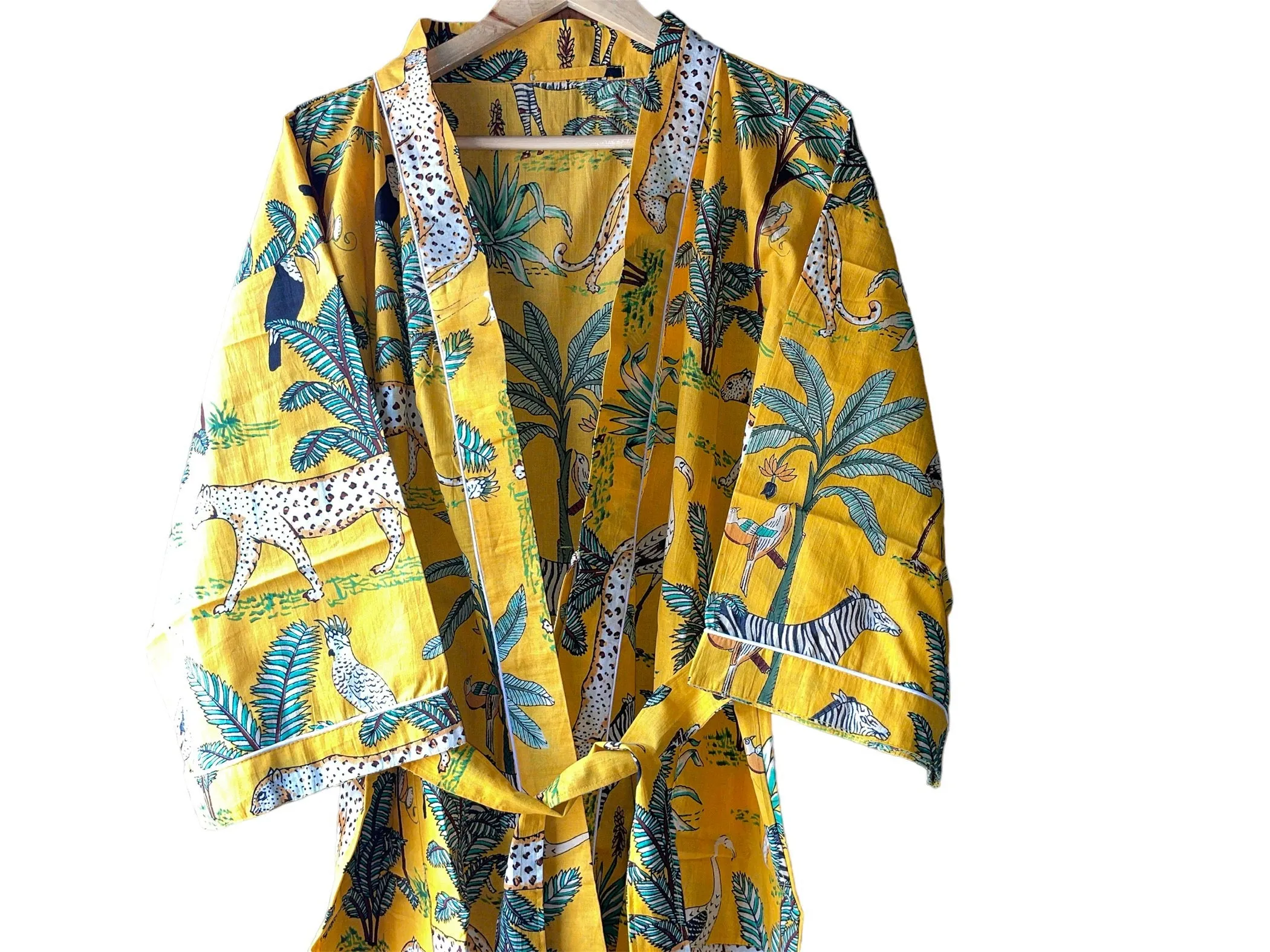 Yellow Safari Print - Kimono Robe