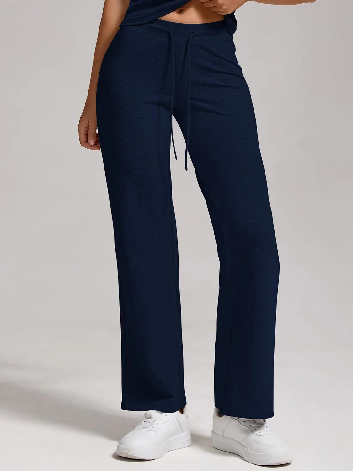 ZFLM Women 2 Piece Lounge Set Half-Button Short Sleeve Crop High Waist Drawstring Wide Leg Pants Active Wear Tracksuits