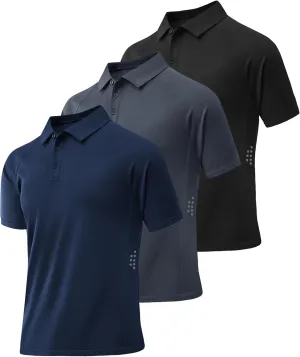 ZITY 3 Pack Polo Shirts for Men Cool Dry Outdoor Fishing Athletic Fit Short Sleeve Collared T-Shirts