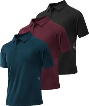 ZITY 3 Pack Polo Shirts for Men Cool Dry Outdoor Fishing Athletic Fit Short Sleeve Collared T-Shirts