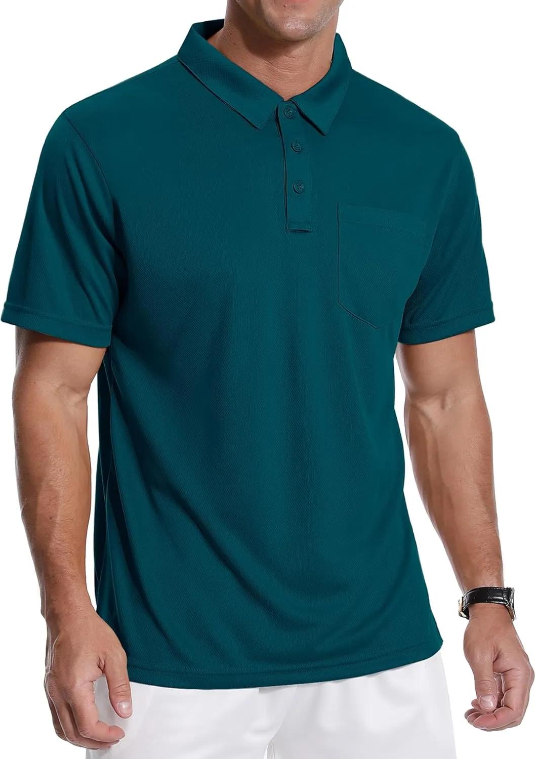 ZITY 3 Pack Polo Shirts for Men with Pocket Short Sleeve Moisture Wicking Outdoor Tactical Shirt Summer Casual