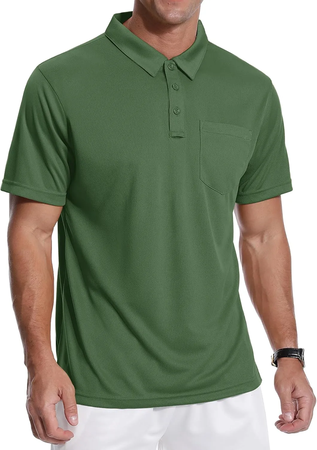 ZITY 3 Pack Polo Shirts for Men with Pocket Short Sleeve Moisture Wicking Outdoor Tactical Shirt Summer Casual